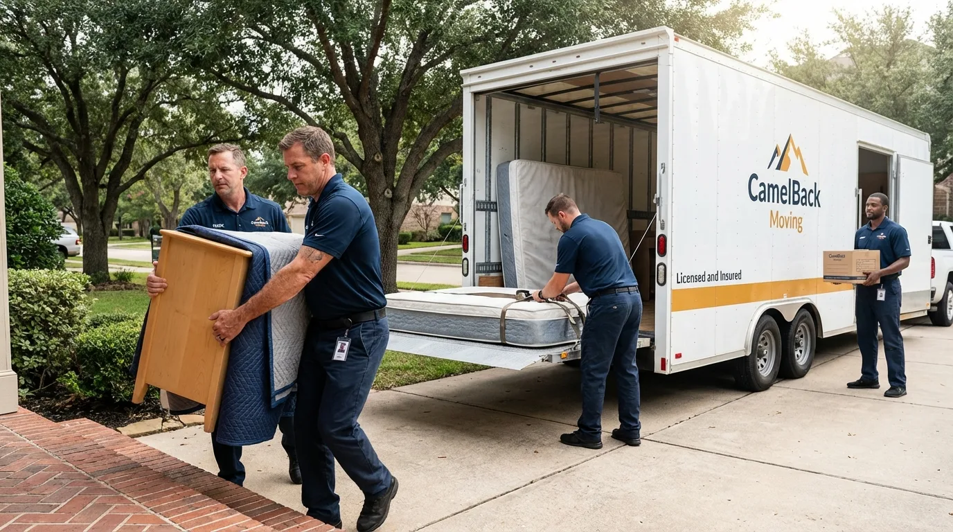 Crew loading residential truck for cross-state move from Gibsonburg, OH