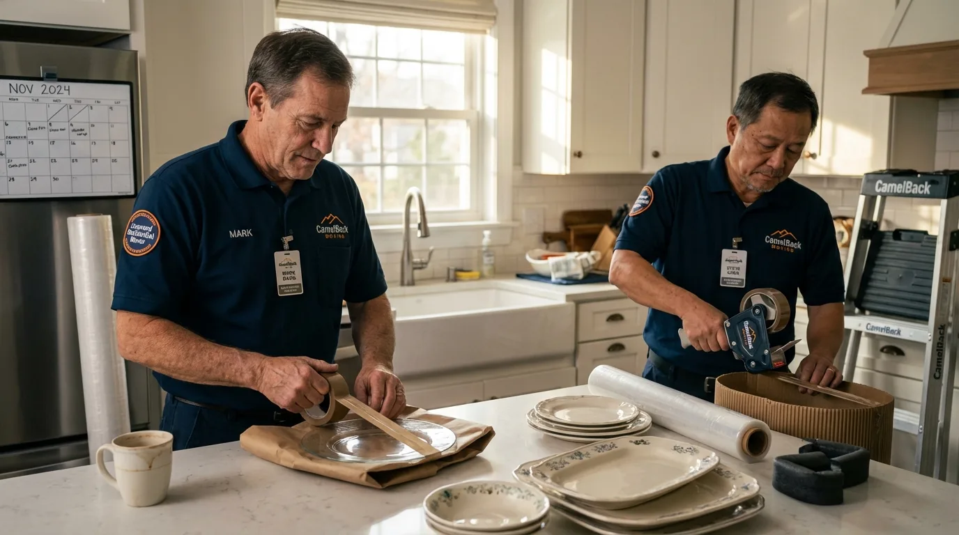 Professional crew packing kitchen dishware in Gibsonburg, OH