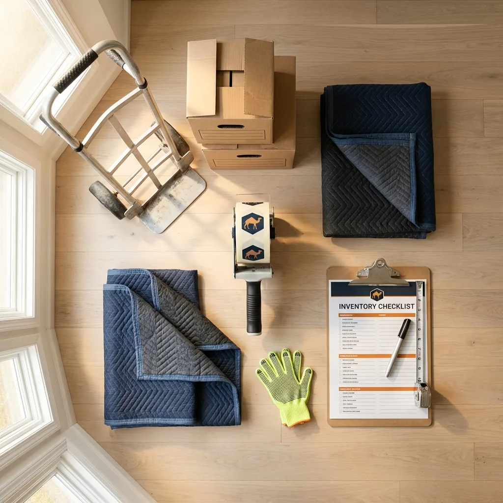 Professional moving supplies and packing materials layout for Gibsonburg residential relocations